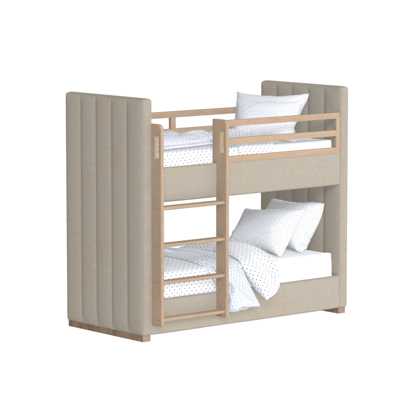 Paolo Bunk Bed with Soft Upholstery and Beechwood Accents