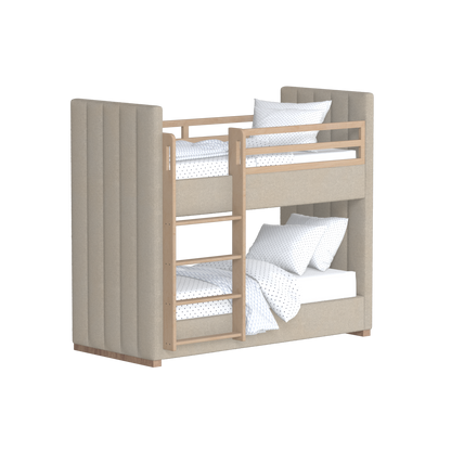 Paolo Bunk Bed with Soft Upholstery and Beechwood Accents