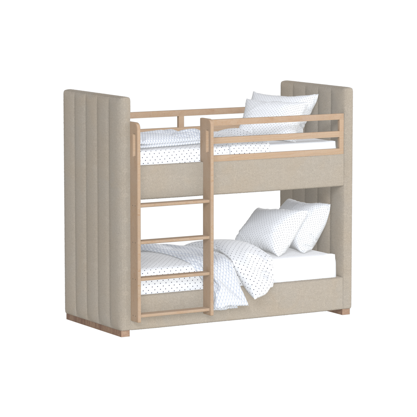 Paolo Bunk Bed with Soft Upholstery and Beechwood Accents
