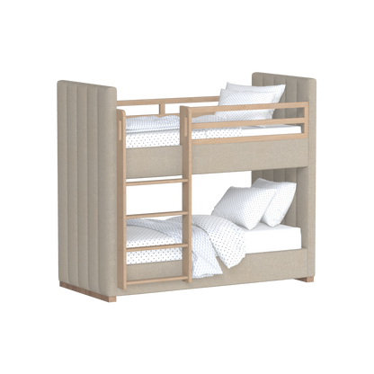 Paolo Bunk Bed with Soft Upholstery and Beechwood Accents