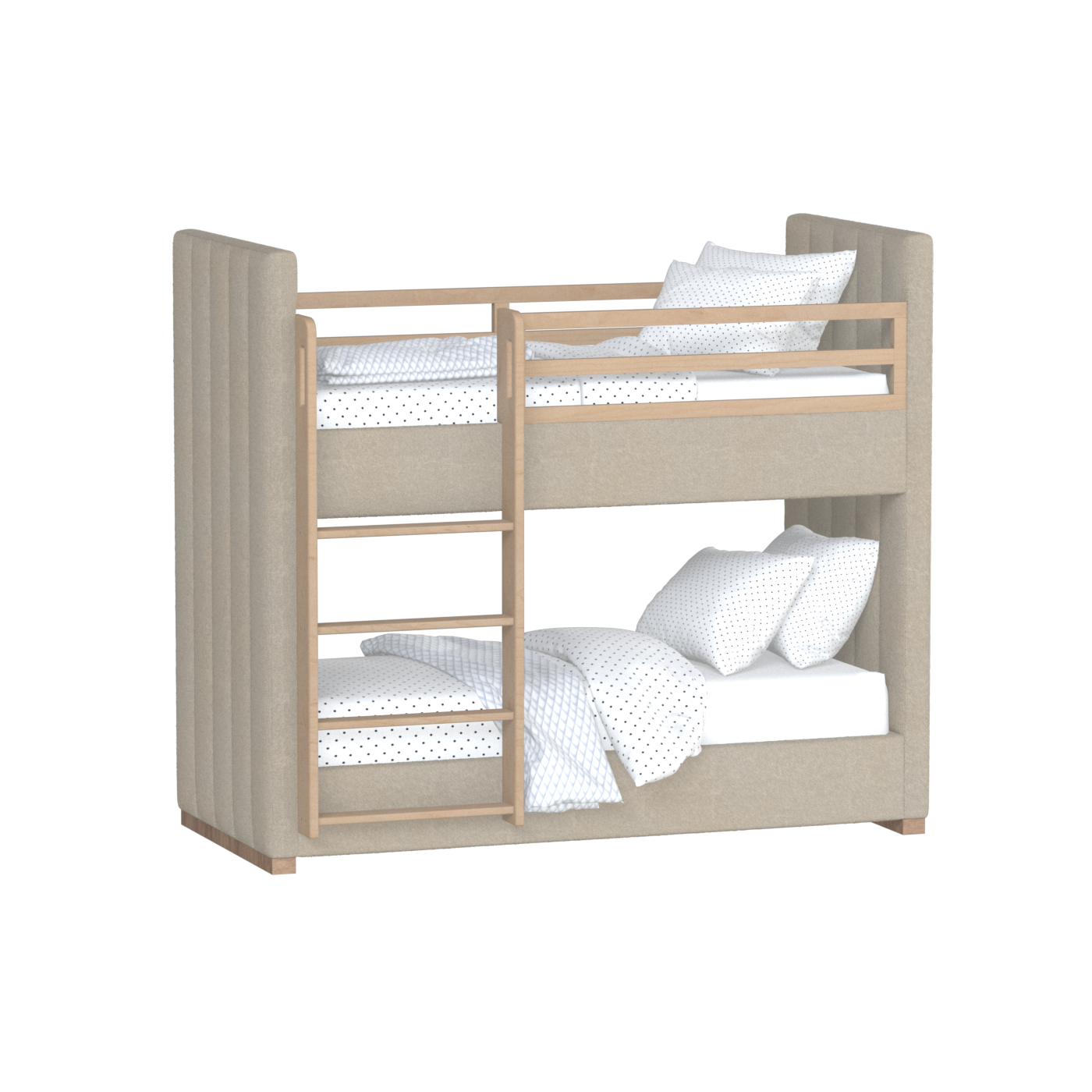 Paolo Bunk Bed with Soft Upholstery and Beechwood Accents