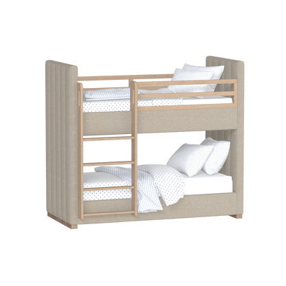 Paolo Bunk Bed with Soft Upholstery and Beechwood Accents