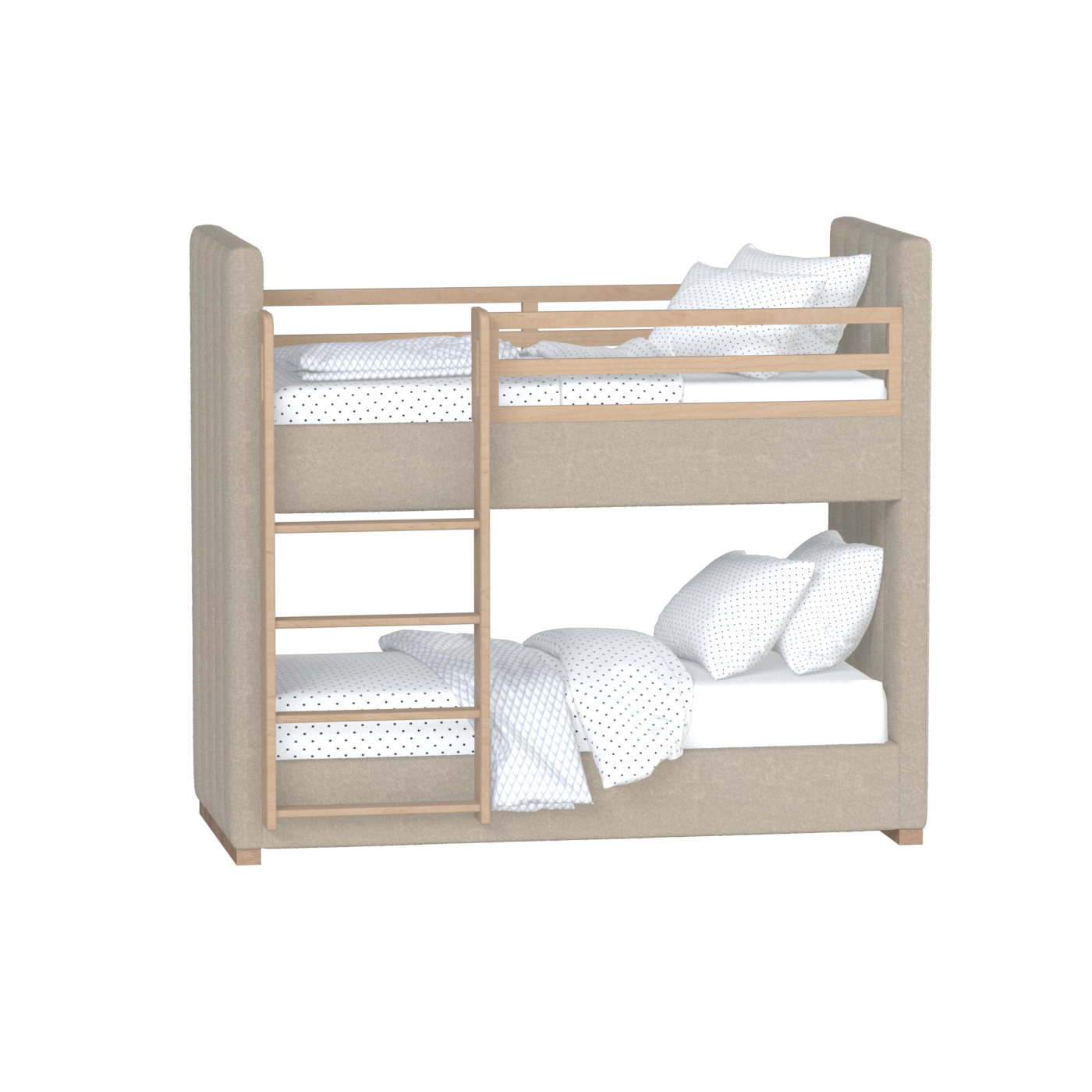 Paolo Bunk Bed with Soft Upholstery and Beechwood Accents