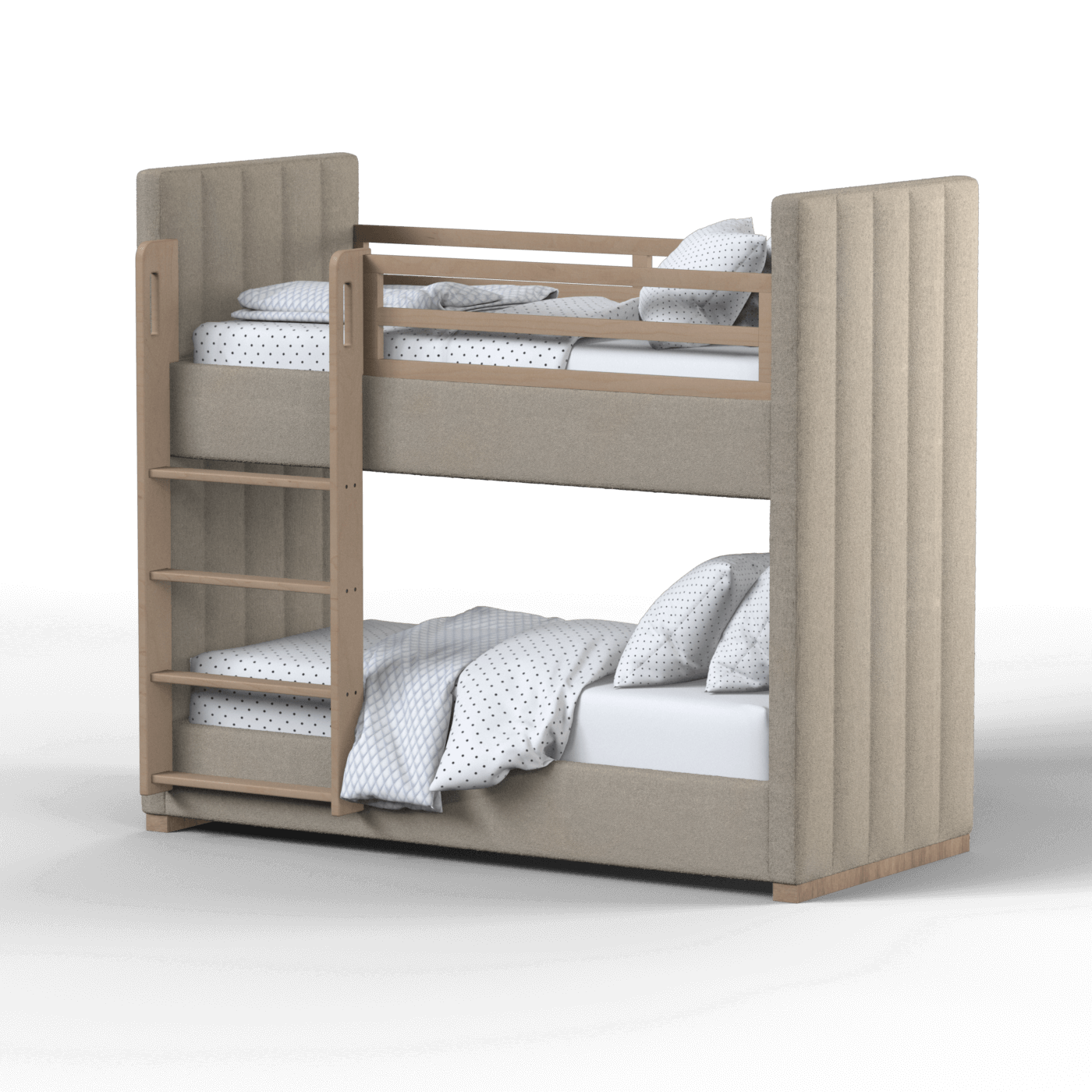 Paolo Bunk Bed with Soft Upholstery and Beechwood Accents