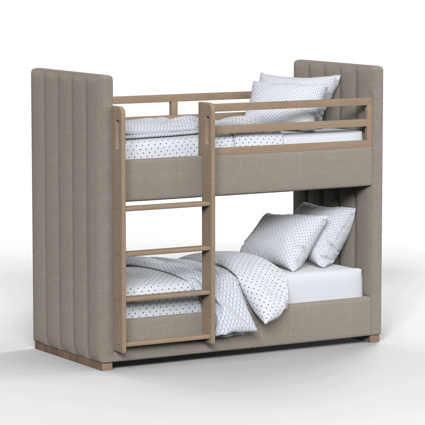 Paolo Bunk Bed with Soft Upholstery and Beechwood Accents