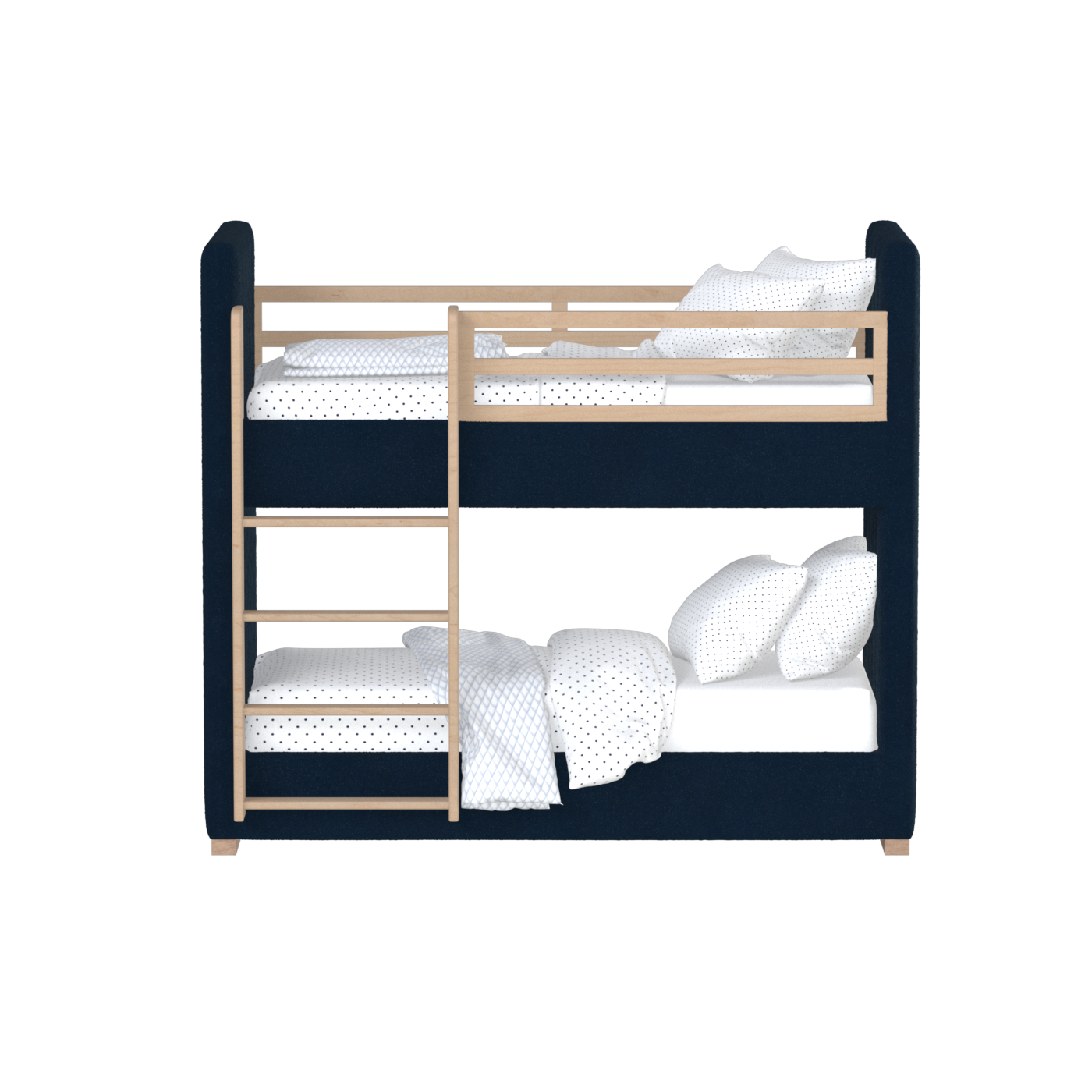 Paolo Bunk Bed with Soft Upholstery and Beechwood Accents