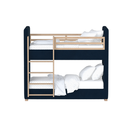 Paolo Bunk Bed with Soft Upholstery and Beechwood Accents