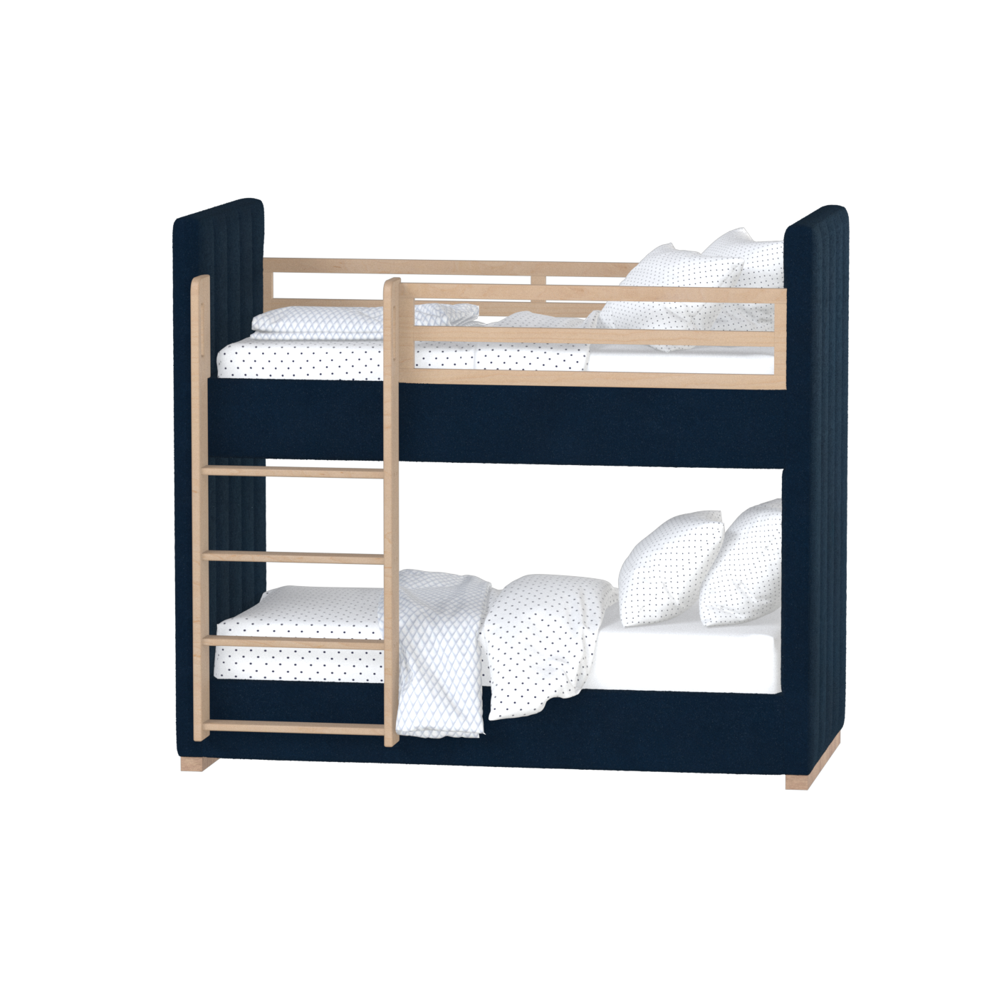 Paolo Bunk Bed with Soft Upholstery and Beechwood Accents