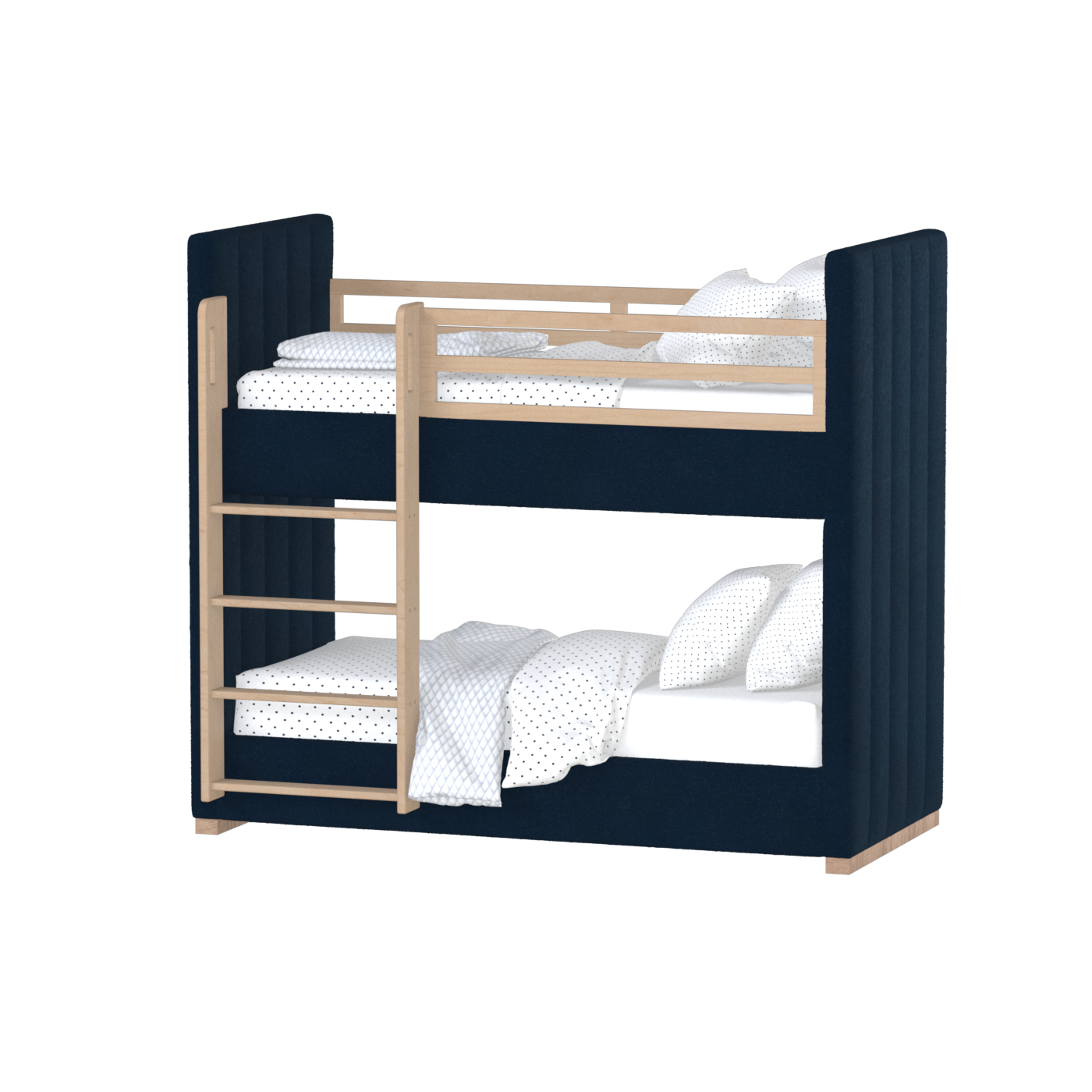 Paolo Bunk Bed with Soft Upholstery and Beechwood Accents