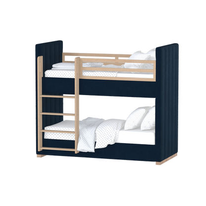 Paolo Bunk Bed with Soft Upholstery and Beechwood Accents