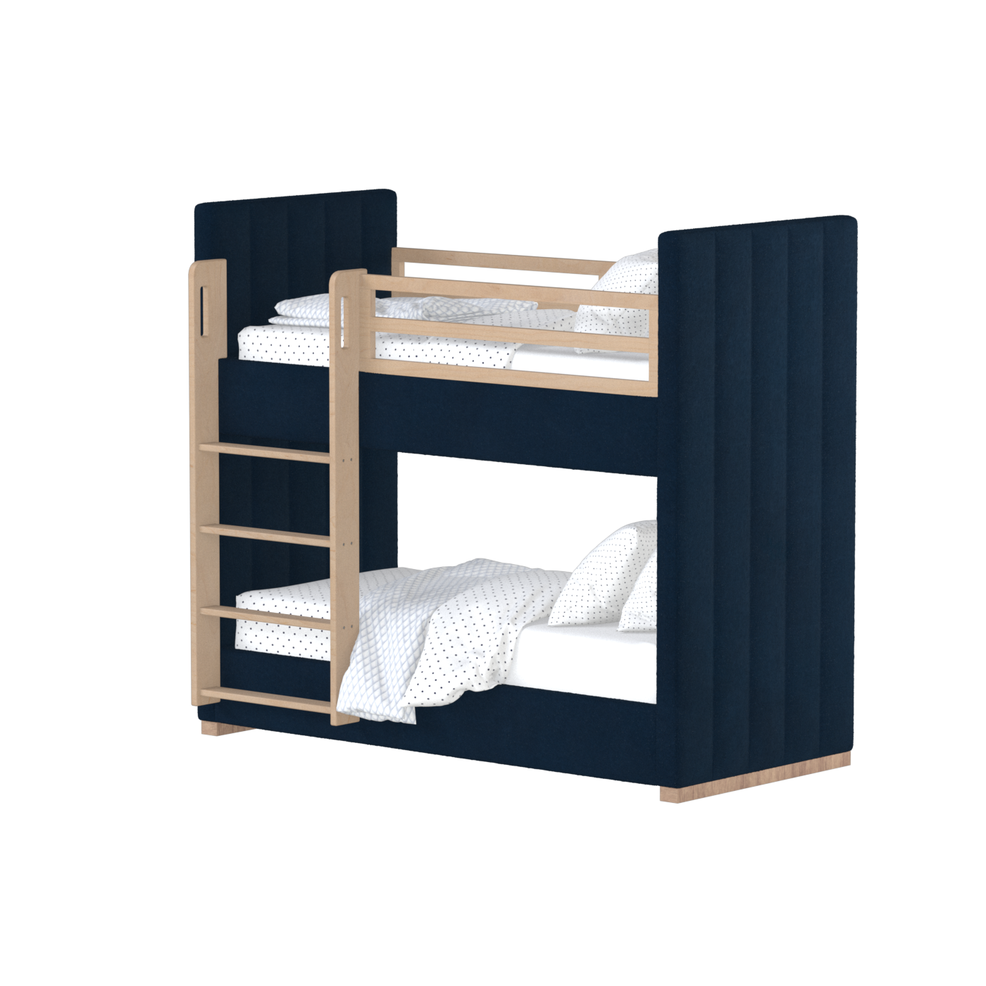 Paolo Bunk Bed with Soft Upholstery and Beechwood Accents