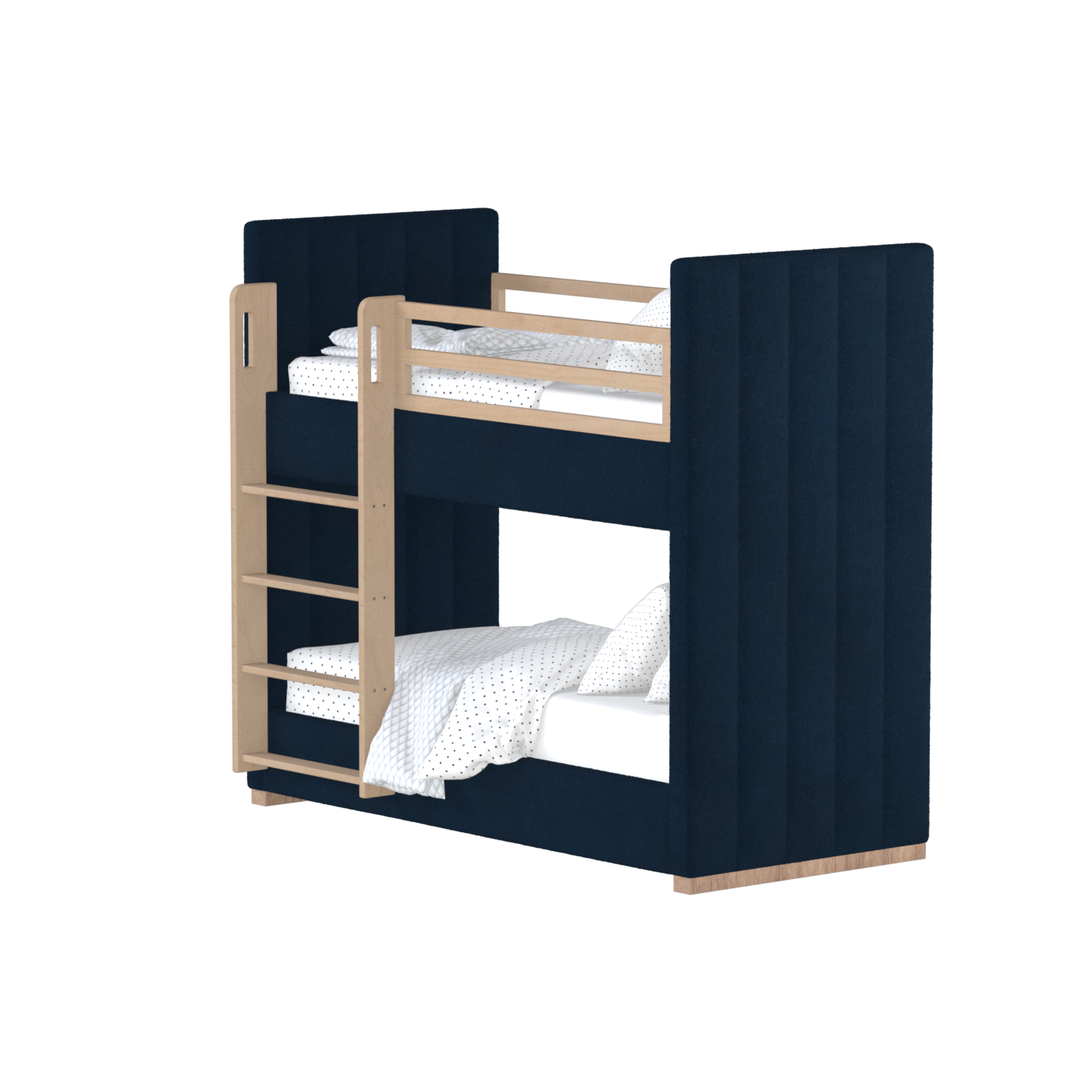 Paolo Bunk Bed with Soft Upholstery and Beechwood Accents