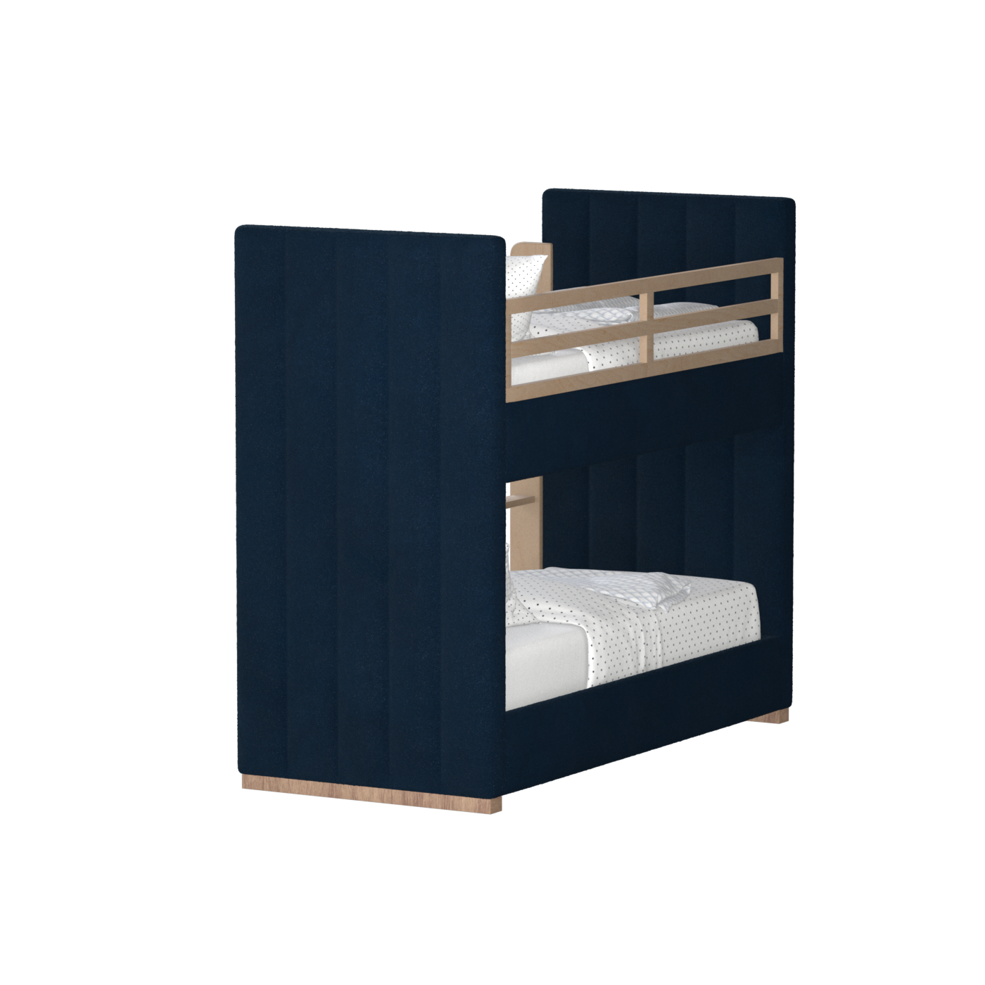Paolo Bunk Bed with Soft Upholstery and Beechwood Accents
