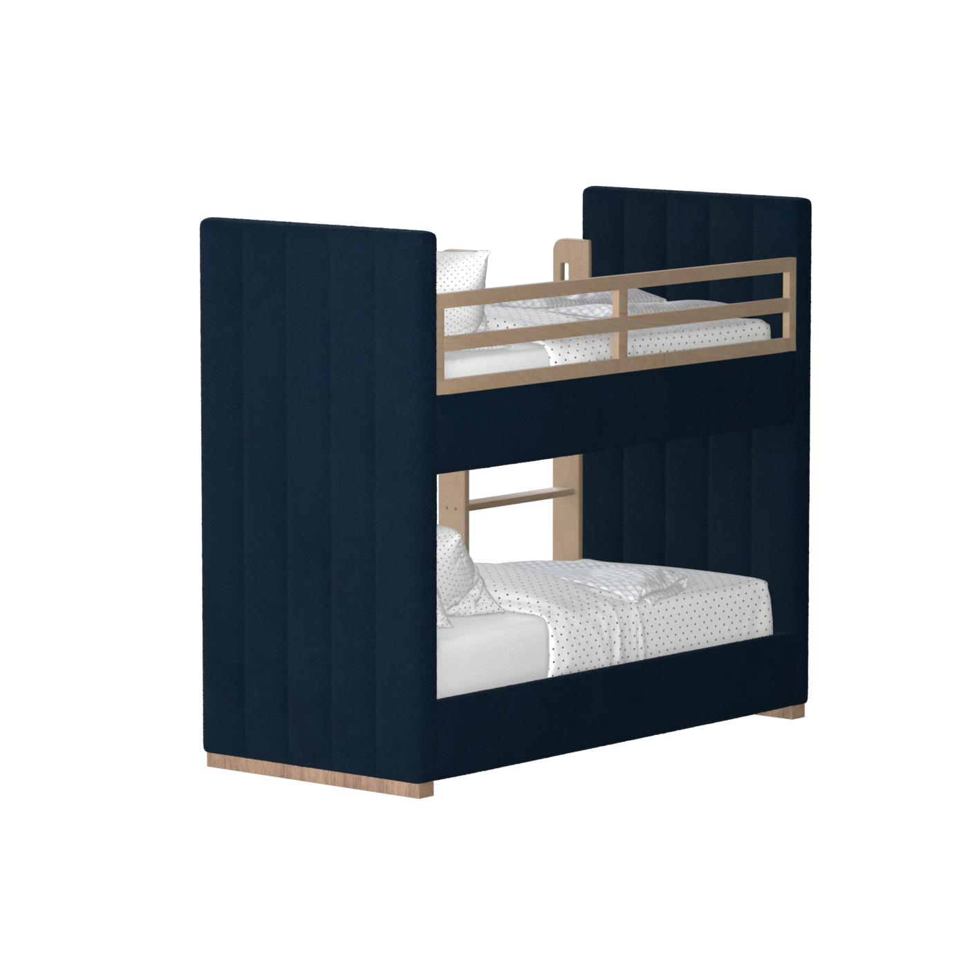 Paolo Bunk Bed with Soft Upholstery and Beechwood Accents