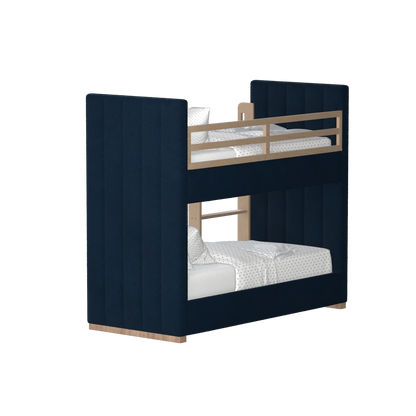 Paolo Bunk Bed with Soft Upholstery and Beechwood Accents