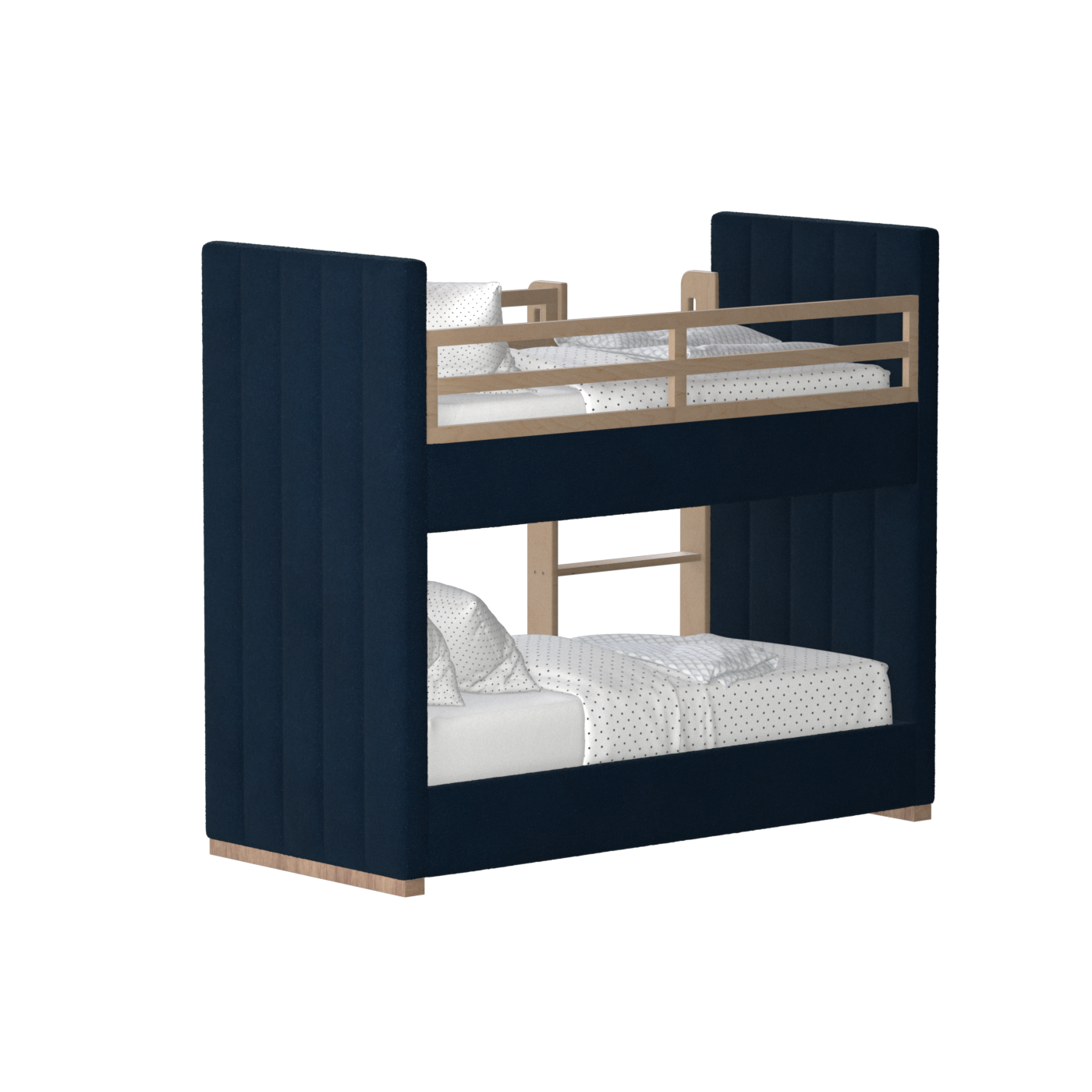 Paolo Bunk Bed with Soft Upholstery and Beechwood Accents