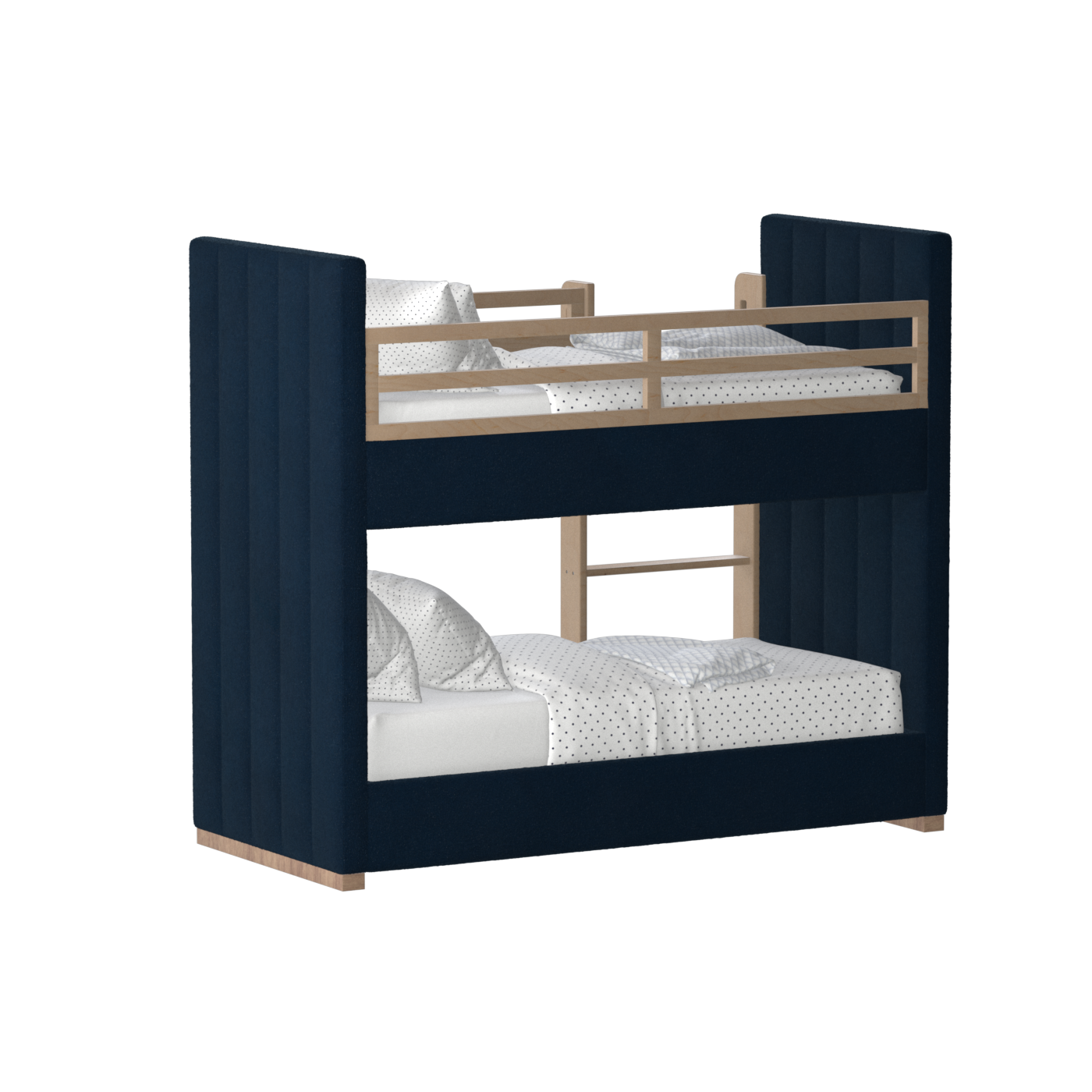 Paolo Bunk Bed with Soft Upholstery and Beechwood Accents