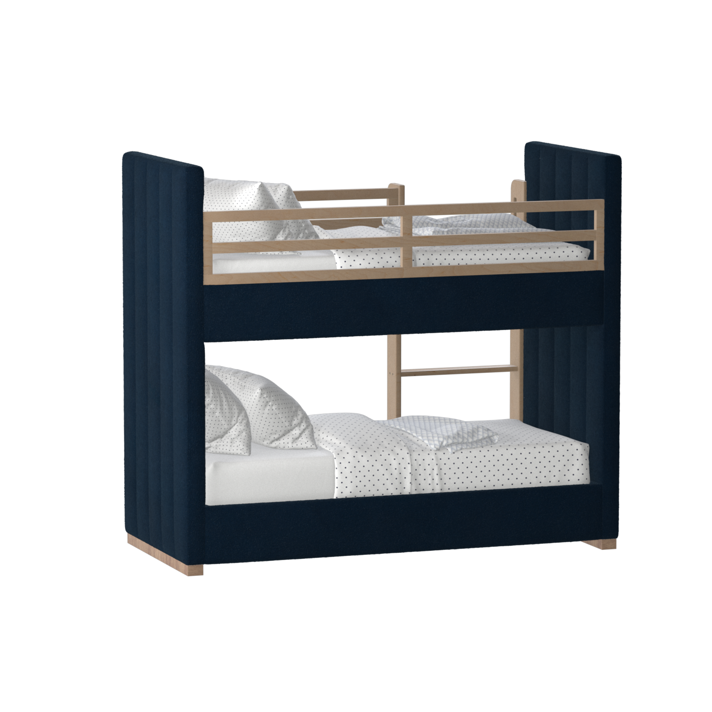 Paolo Bunk Bed with Soft Upholstery and Beechwood Accents