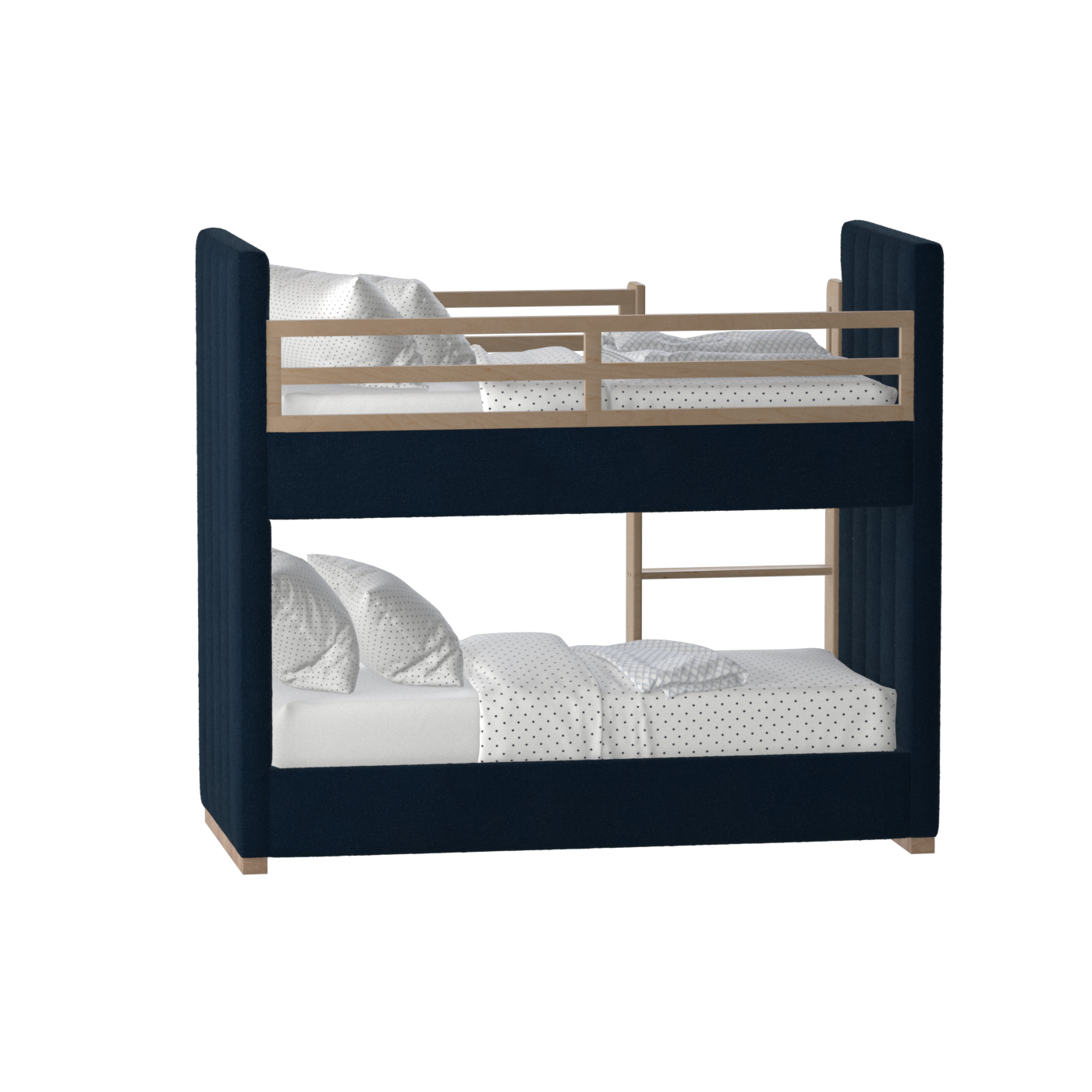Paolo Bunk Bed with Soft Upholstery and Beechwood Accents