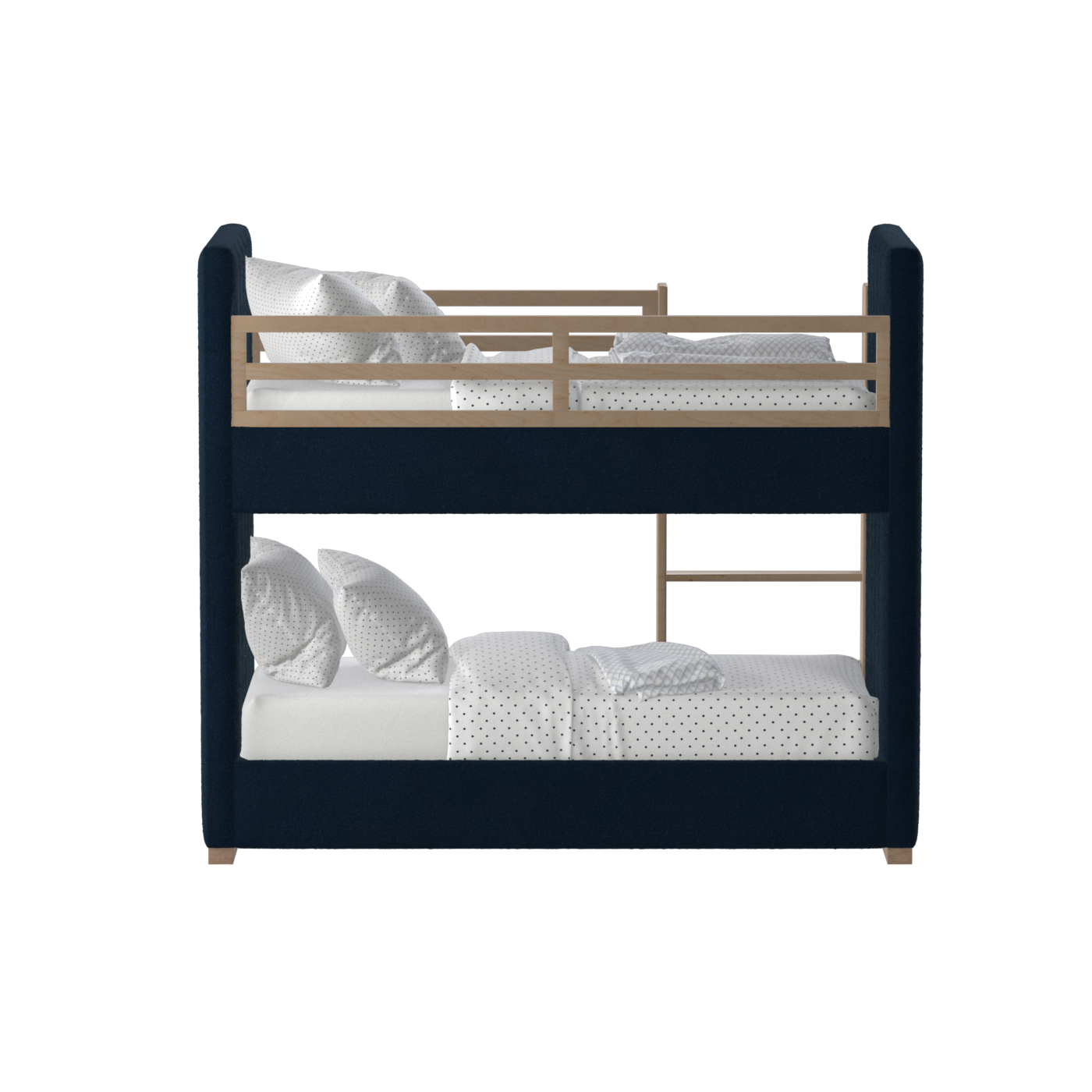 Paolo Bunk Bed with Soft Upholstery and Beechwood Accents