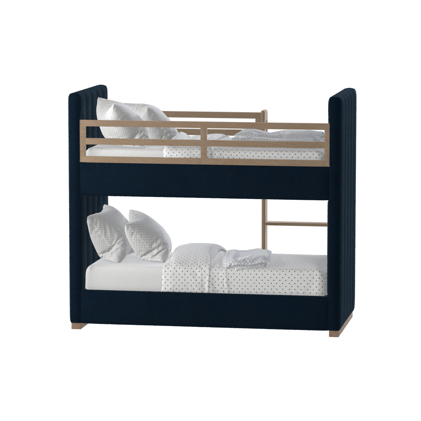 Paolo Bunk Bed with Soft Upholstery and Beechwood Accents