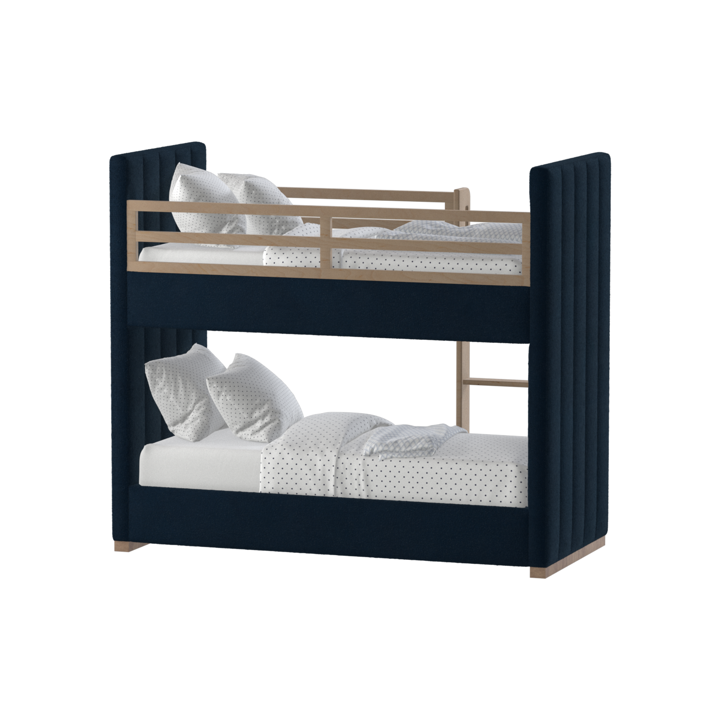 Paolo Bunk Bed with Soft Upholstery and Beechwood Accents