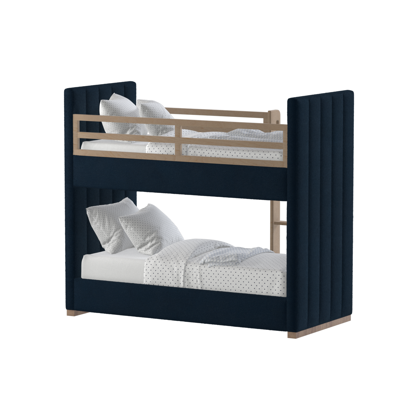 Paolo Bunk Bed with Soft Upholstery and Beechwood Accents