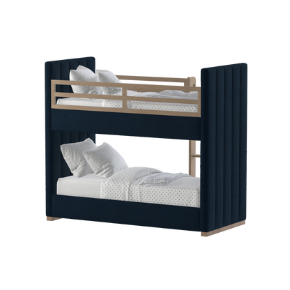 Paolo Bunk Bed with Soft Upholstery and Beechwood Accents
