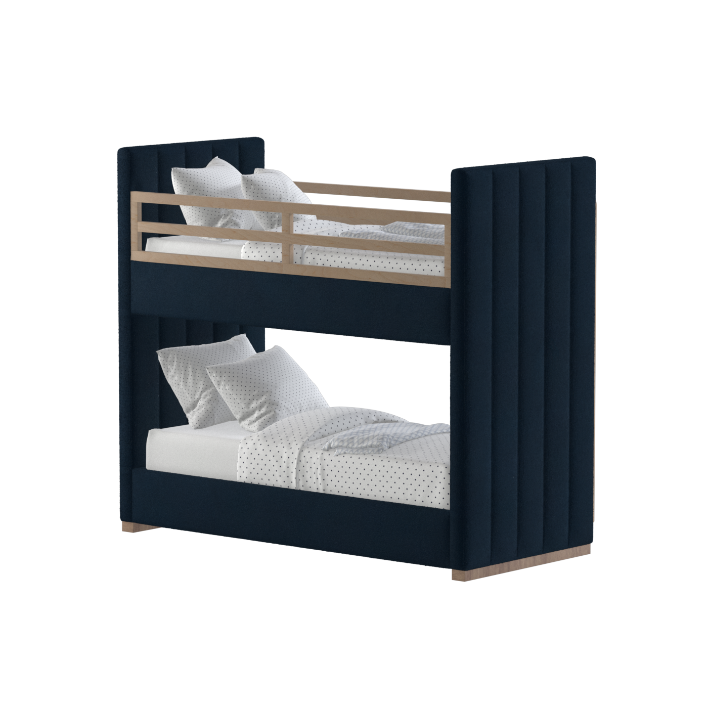 Paolo Bunk Bed with Soft Upholstery and Beechwood Accents