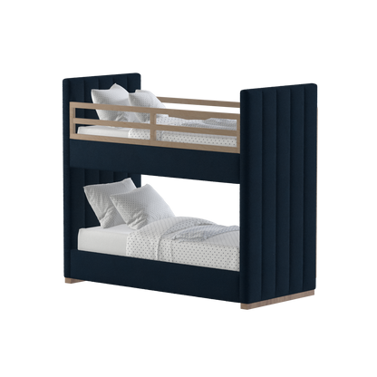 Paolo Bunk Bed with Soft Upholstery and Beechwood Accents
