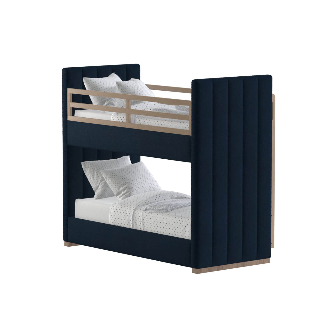 Paolo Bunk Bed with Soft Upholstery and Beechwood Accents
