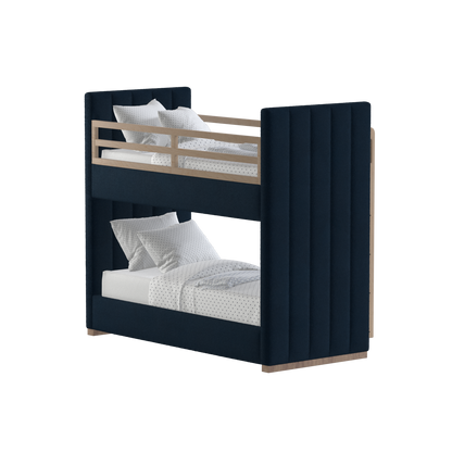 Paolo Bunk Bed with Soft Upholstery and Beechwood Accents
