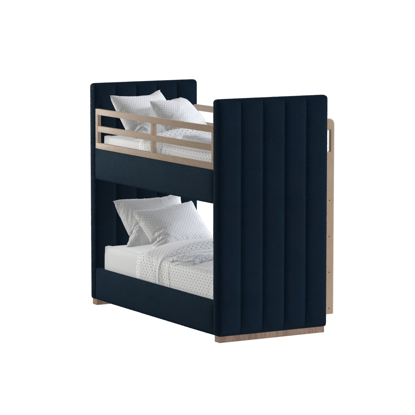 Paolo Bunk Bed with Soft Upholstery and Beechwood Accents