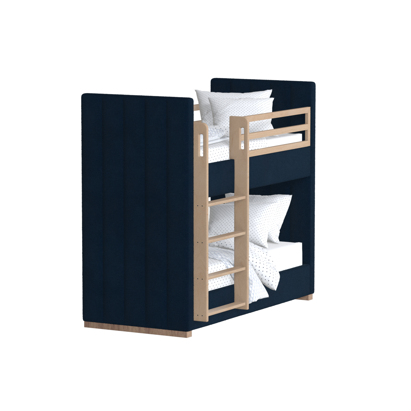 Paolo Bunk Bed with Soft Upholstery and Beechwood Accents