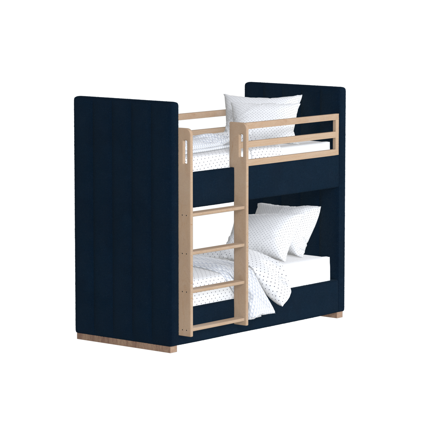 Paolo Bunk Bed with Soft Upholstery and Beechwood Accents