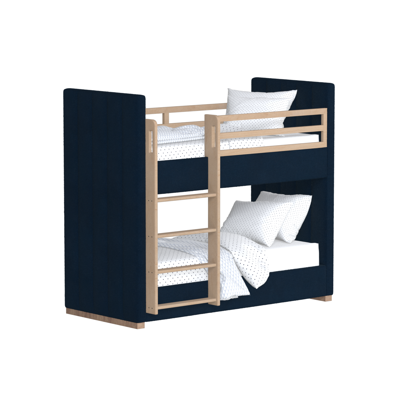 Paolo Bunk Bed with Soft Upholstery and Beechwood Accents