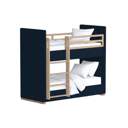 Paolo Bunk Bed with Soft Upholstery and Beechwood Accents