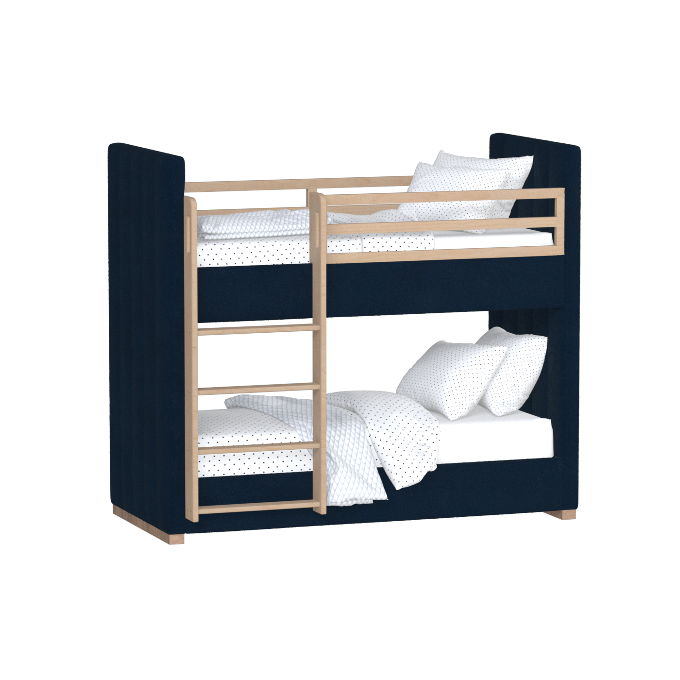 Paolo Bunk Bed with Soft Upholstery and Beechwood Accents