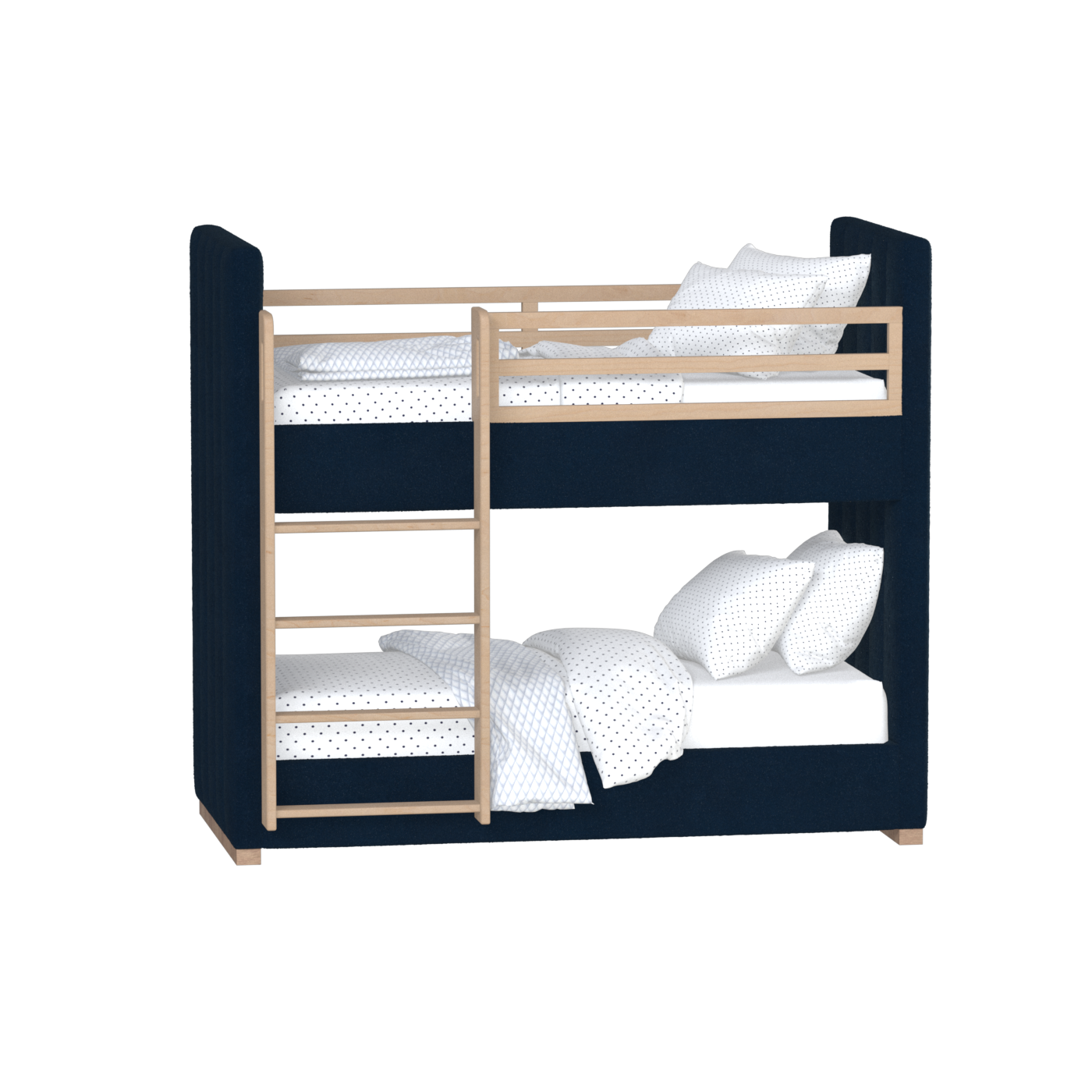Paolo Bunk Bed with Soft Upholstery and Beechwood Accents