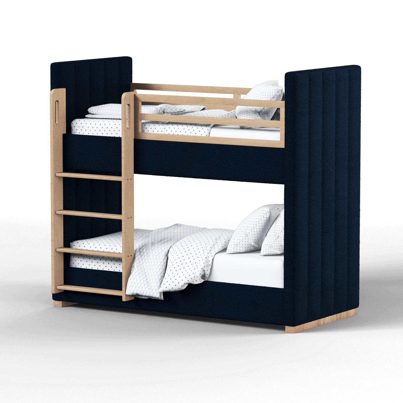 Paolo Bunk Bed with Soft Upholstery and Beechwood Accents