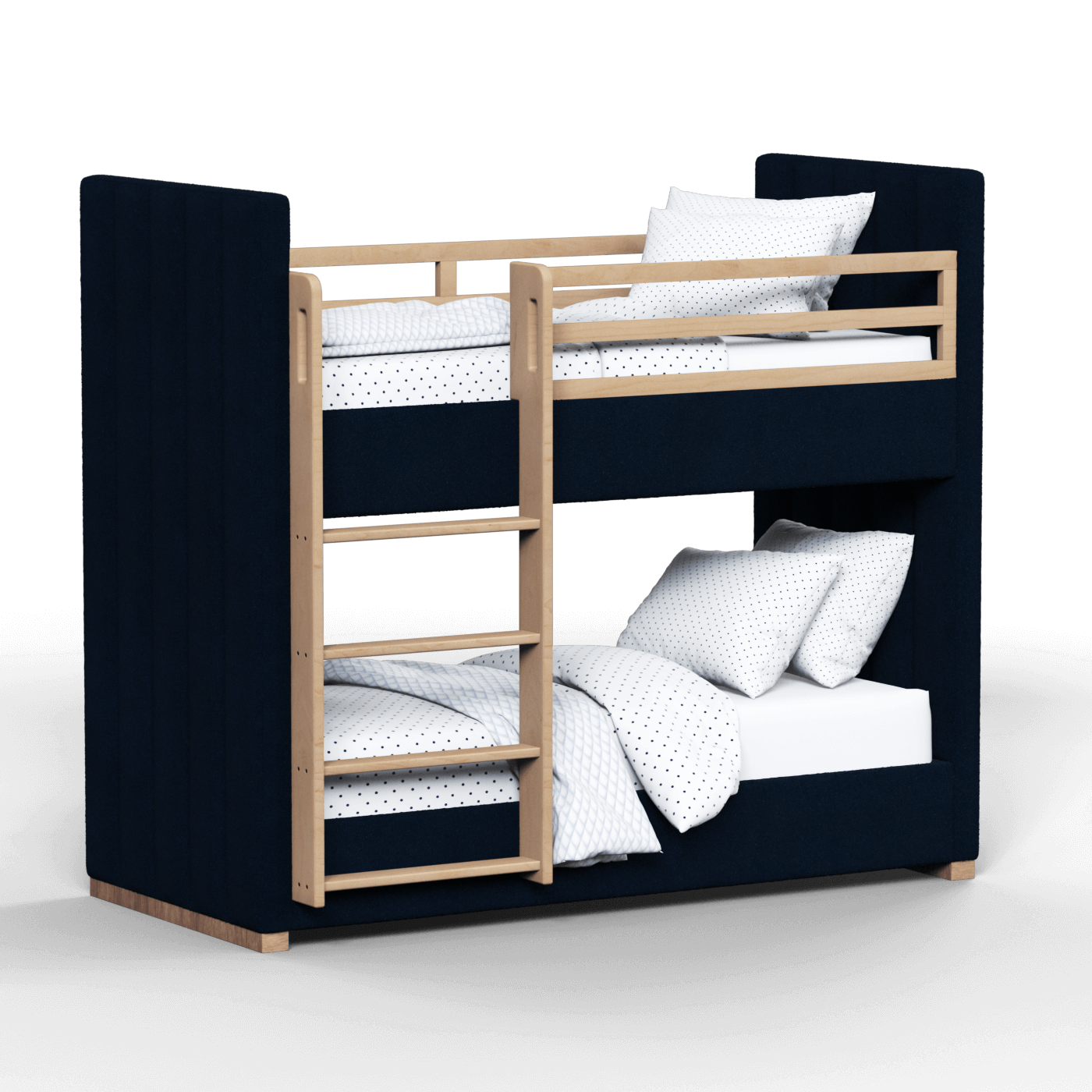 Paolo Bunk Bed with Soft Upholstery and Beechwood Accents