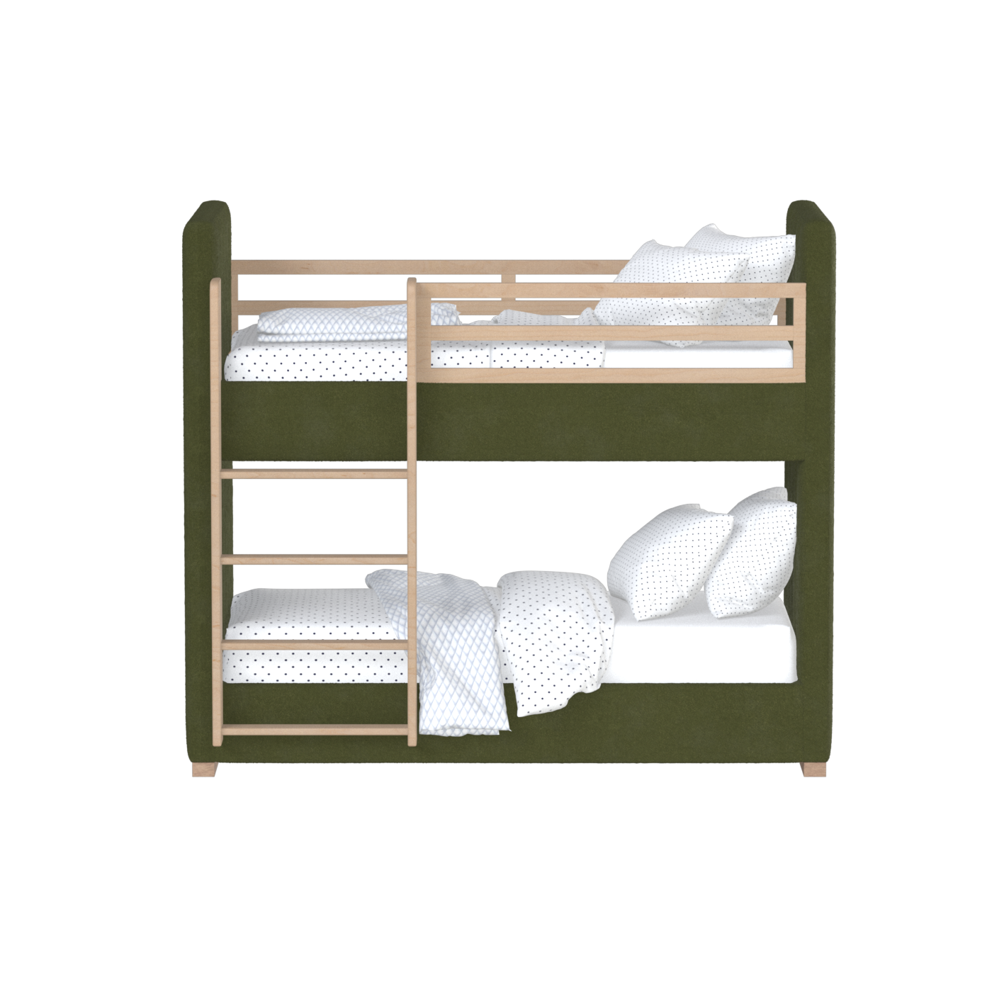 Paolo Bunk Bed with Soft Upholstery and Beechwood Accents