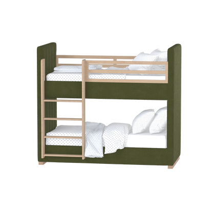 Paolo Bunk Bed with Soft Upholstery and Beechwood Accents