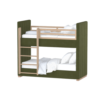 Paolo Bunk Bed with Soft Upholstery and Beechwood Accents