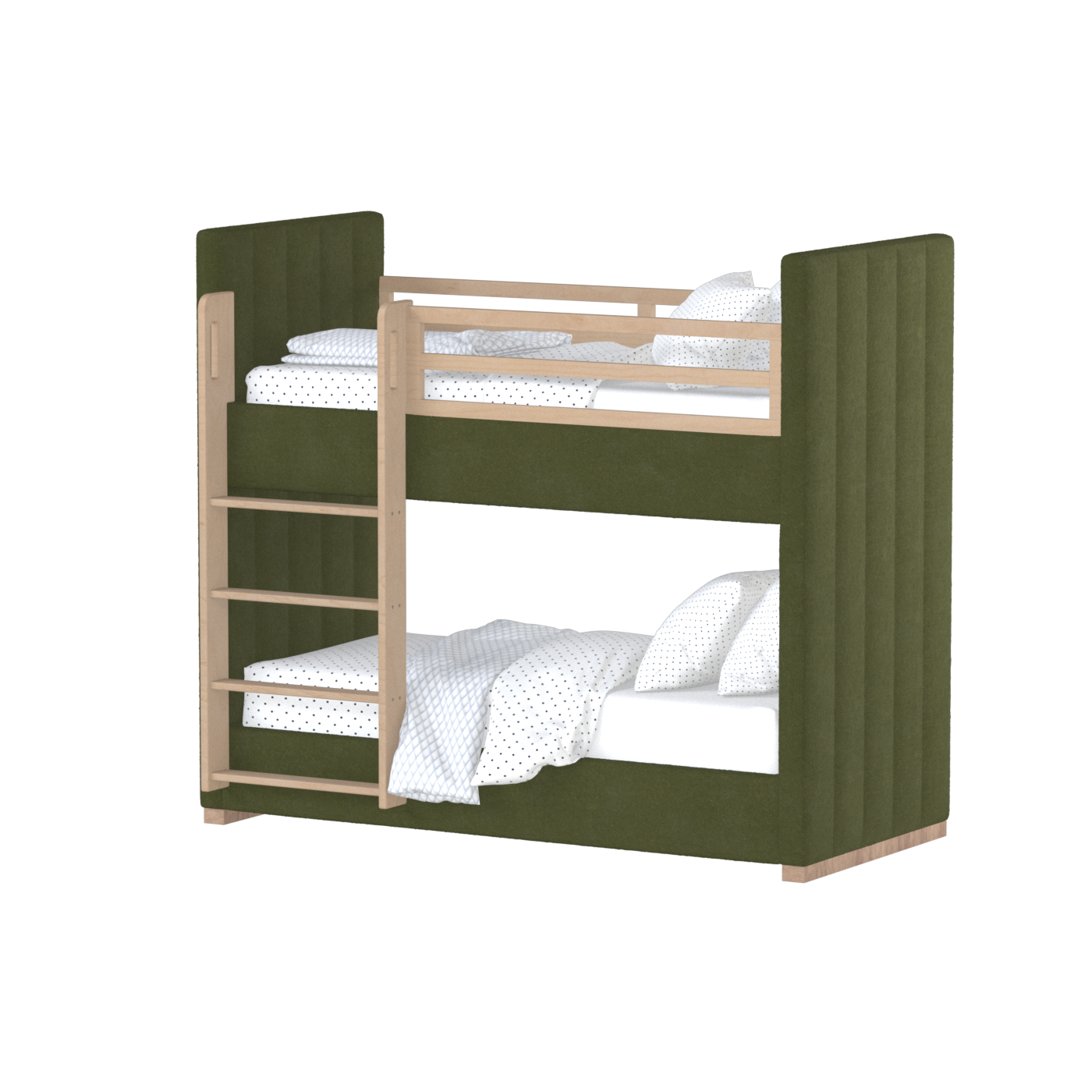 Paolo Bunk Bed with Soft Upholstery and Beechwood Accents