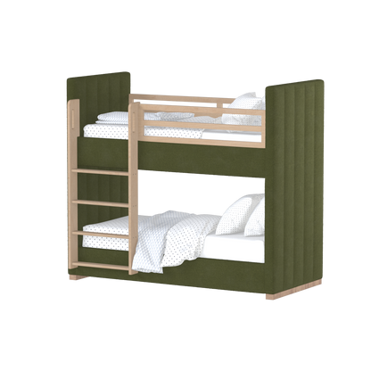 Paolo Bunk Bed with Soft Upholstery and Beechwood Accents
