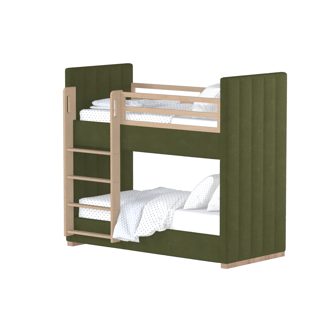 Paolo Bunk Bed with Soft Upholstery and Beechwood Accents