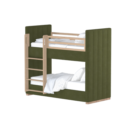 Paolo Bunk Bed with Soft Upholstery and Beechwood Accents
