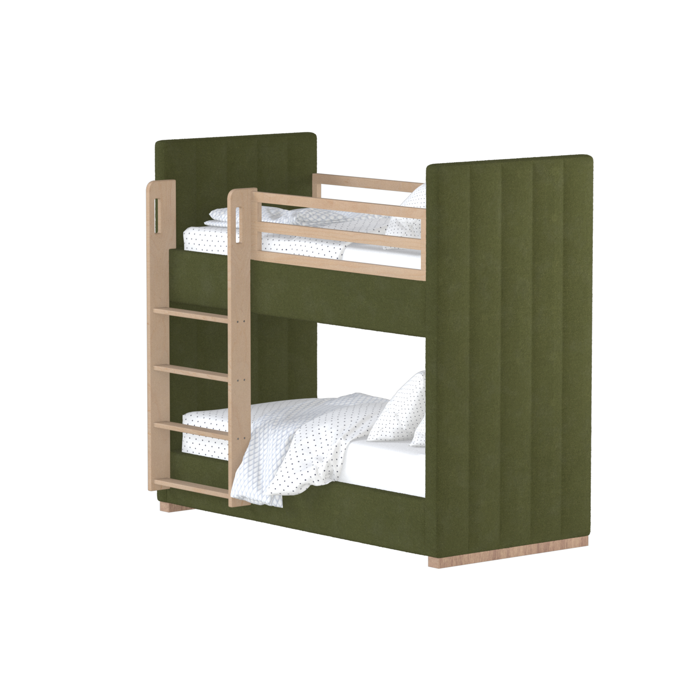 Paolo Bunk Bed with Soft Upholstery and Beechwood Accents