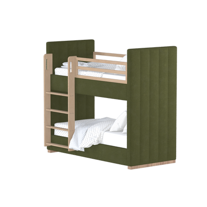 Paolo Bunk Bed with Soft Upholstery and Beechwood Accents